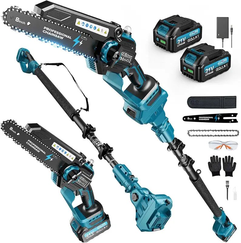 Cordless mini chainsaw with telescopic pole