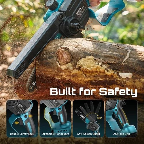 Mini chainsaw, detail view